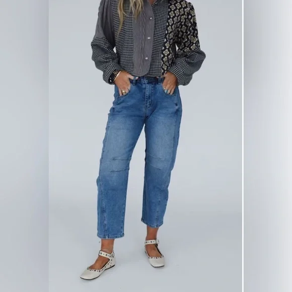 Three Bird Nest Barrel Jeans - Picture 1 of 4